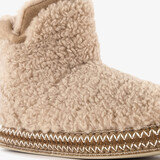 Gevoerde dames teddy pantoffels beige