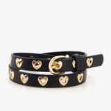 Meisjes riem zwart met hartjes