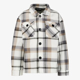 Unsigend geruite jongens blouse beige bruin