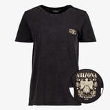 TwoDay dames T-shirt met acid wash en backprint zwart