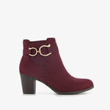 Dames enkellaarsjes met hak bordeaux rood