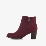 Dames enkellaarsjes met hak bordeaux rood