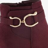 Dames enkellaarsjes met hak bordeaux rood