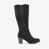 Hoge dames laarzen met hak en gesp zwart