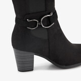 Hoge dames laarzen met hak en gesp zwart