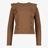 TwoDay meisjes top met lange mouwen en glitters bruin