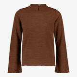 Meisjes top met lange mouwen en glitters bruin