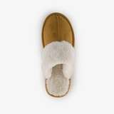 Dames pantoffels met imitatiebont bruin