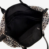 Dames schoudertas met panterprint beige