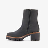 Leren dames boots met hak zwart