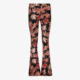 TwoDay dames flared broek met bladerenprint zwart bruin