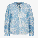 TwoDay dames blouse met print en broderie blauw wit