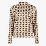 TwoDay dames top met lange mouwen en print beige