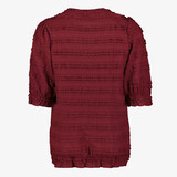 Dames top met ruches bordeauxrood