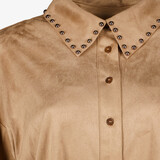 Dames blouse met studs camel