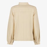 Dames blouse met lurex strepen beige