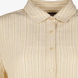 Dames blouse met lurex strepen beige