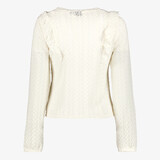 Kanten dames top met ruches lichtbeige