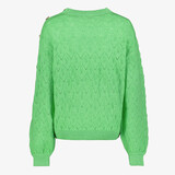 Gebreide dames trui met hartjesknopen groen