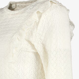 Kanten dames top met ruches lichtbeige