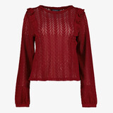 TwoDay kanten dames top met ruches bordeauxrood