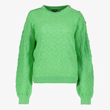 TwoDay gebreide dames trui met hartjesknopen groen
