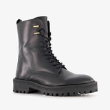 Harper leren dames veterboots zwart