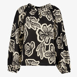 TwoDay dames blouse met bloemenprint zwart wit