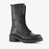 Harper leren dames veterboots zwart