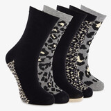 5 paar dames sokken met panterprint