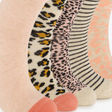 5 paar kindersokken met dierenprint roze