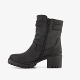 Dames biker enkellaarsjes met hak zwart