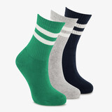 3 paar kindersokken met streepjes groen grijs zwart