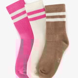 3 paar kindersokken met streepjes roze beige wit