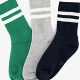 3 paar kindersokken met streepjes groen grijs zwart