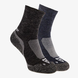 2 paar unisex wandelsokken blauw zwart