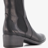 Leren dames Chelsea laarsjes met hak zwart