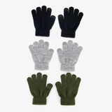 3 paar touchscreen handschoenen zwart grijs groen
