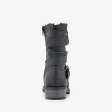 Gevoerde dames enkellaarsjes met gesp zwart