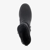 Gevoerde dames enkellaarsjes met gesp zwart