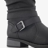 Gevoerde dames enkellaarsjes met gesp zwart