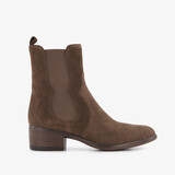 Suede dames Chelsea laarsjes met hak bruin
