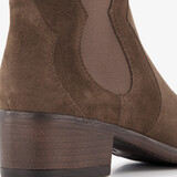 Suede dames Chelsea laarsjes met hak bruin