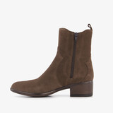 Suede dames Chelsea laarsjes met hak bruin