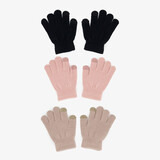 3 paar touchscreen handschoenen zwart roze beige