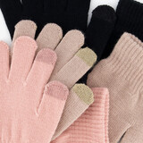 3 paar touchscreen handschoenen zwart roze beige