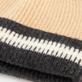 Gebreide heren muts beige zwart