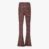 Flared meisjes broek met panterprint bruin