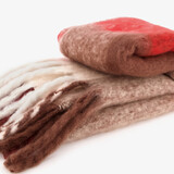 Geblokte dames sjaal bordeaux