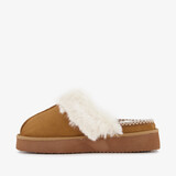 Gevoerde dames pantoffels imitatiebont bruin